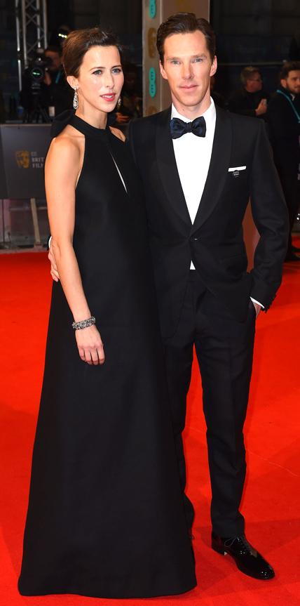 소피 Hunter in a black halterneck gown and Benedict Cumberbatch in a tuxedo.
