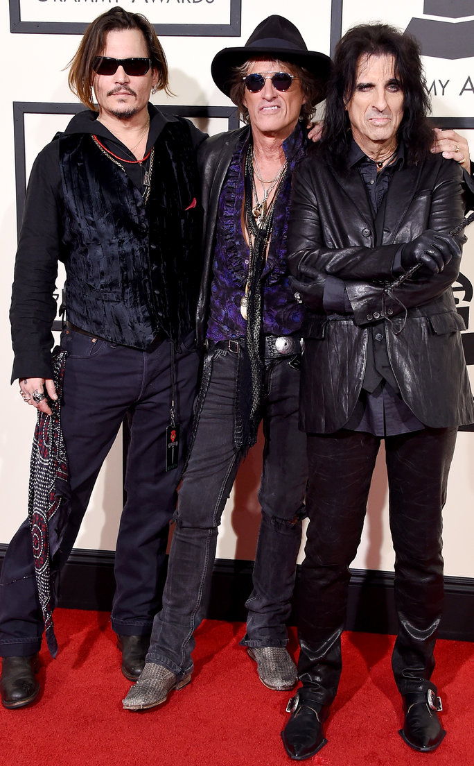ג 'וני Depp, Joe Perry and Alice Cooper 