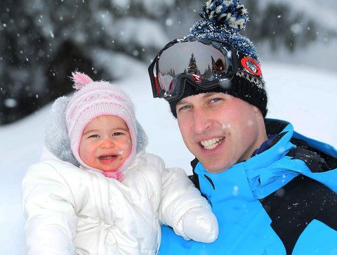 王子 William, Duke of Cambridge and Princess Charlotte, enjoy a short private skiing break on March 3, 2016 in the French Alps, France. 