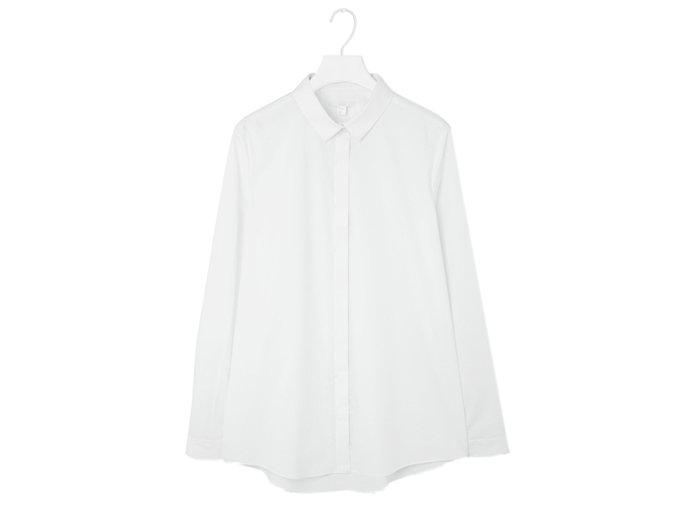 에이 minimalist white button-down shirt 
