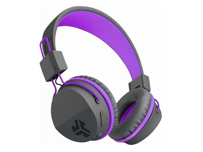 אפור and purple headphones