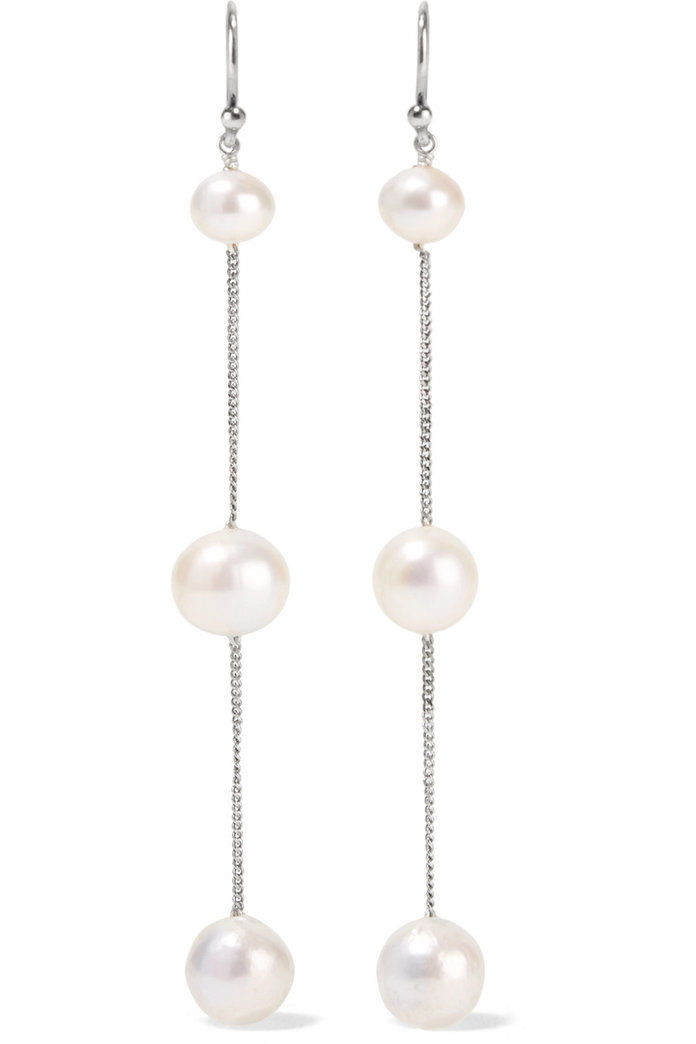 כסף Pearl Drop Earrings 