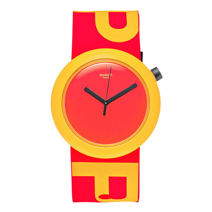 יוניסקס Swiss Pop Orange-Red Silicone Strap Watch 