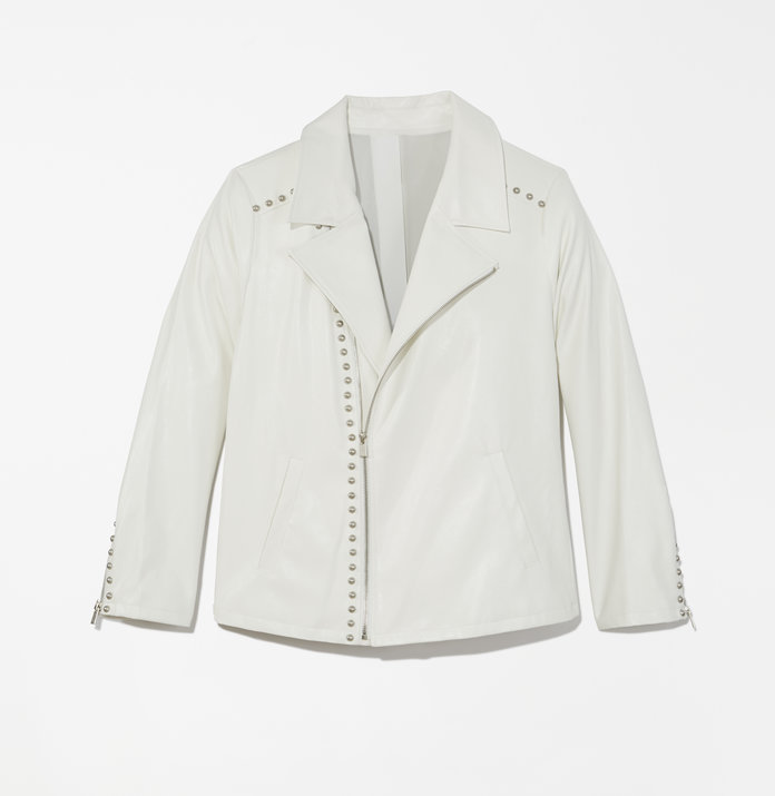 לבן faux leather jacket
