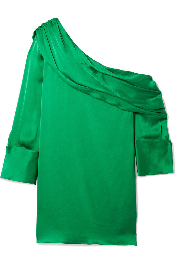 סרינה off-the-shoulder stretch-silk satin mini dress 