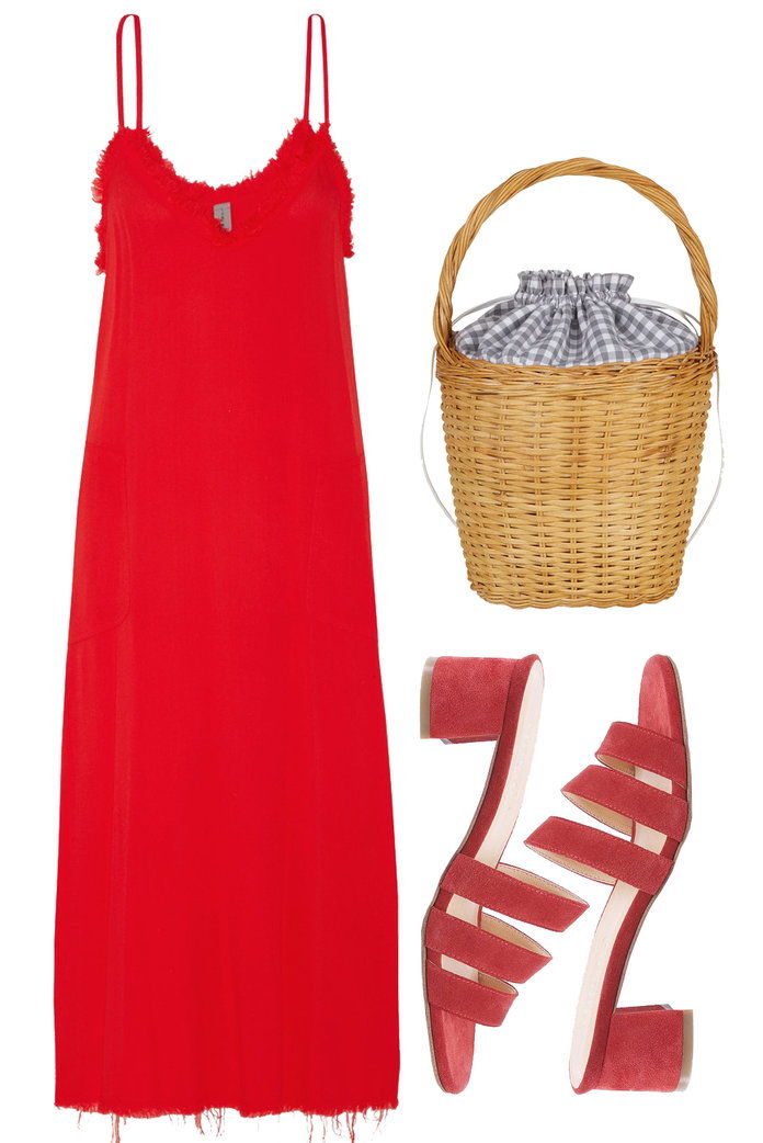 א fiery red slip dress can be easily packed 