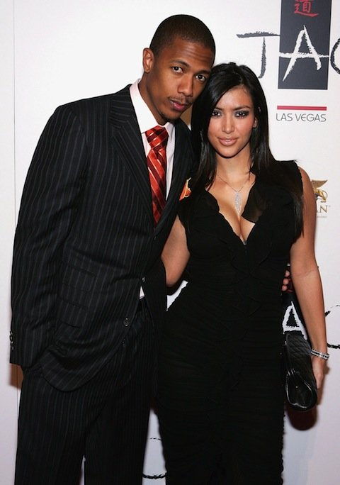 LAS VEGAS - SEPTEMBER 30: Actor Nick Cannon (L) and Kim Kardashian arrive at the Tao Nightclub at the Venetian Resort Hotel Casino during the club's one-year anniversary party on September 30, 2006 in Las Vegas, Nevada. (Photo by Ethan Miller/Getty Imag