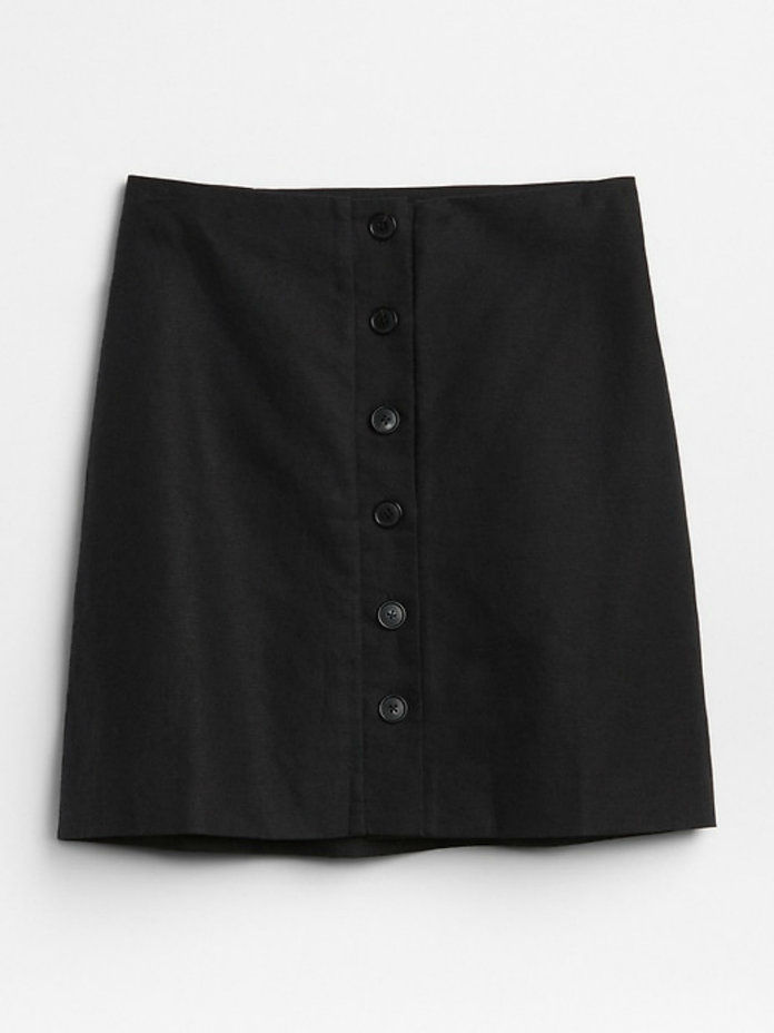 חזית כפתור Skirt in Linen-Cotton 