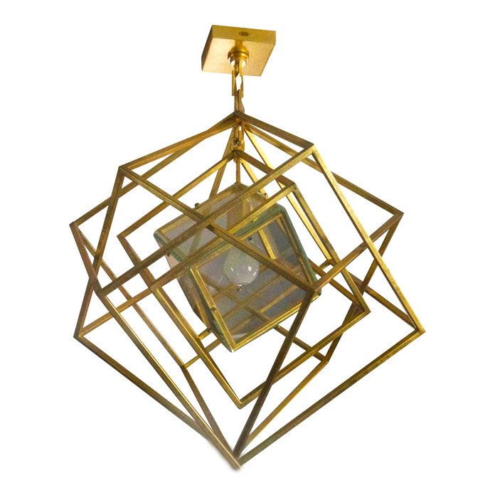 幾何学的 Gold Cube Pendant 