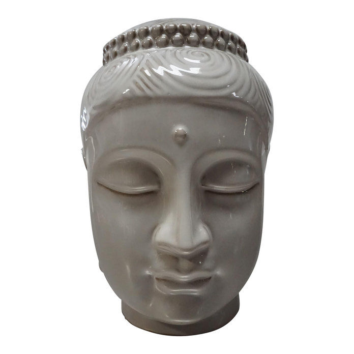 光 Gray Ceramic Buddha Head 