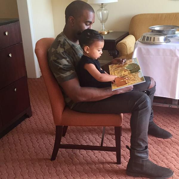 קים Kardashian posts a picture to Twitter of Kayne and North for Father's Day