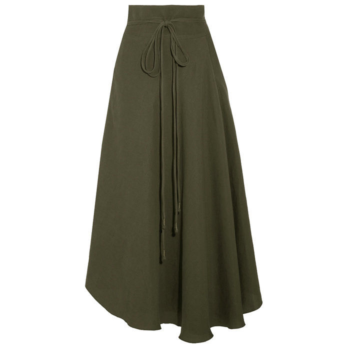 로즈힙 Tencel and linen-blend wrap skirt 