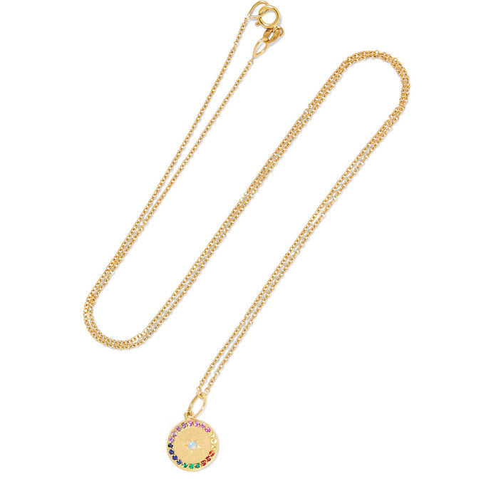 מלא Moon 18-karat gold multi-stone necklace 