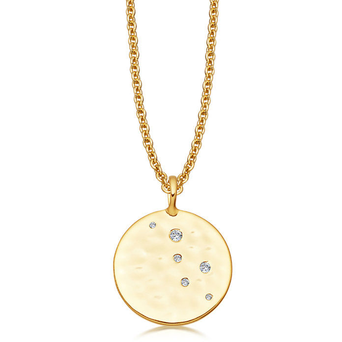זהב Pave Hammered Disc Necklace 