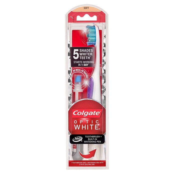קולגייט Optic White Toothbrush + Whitening Pen 