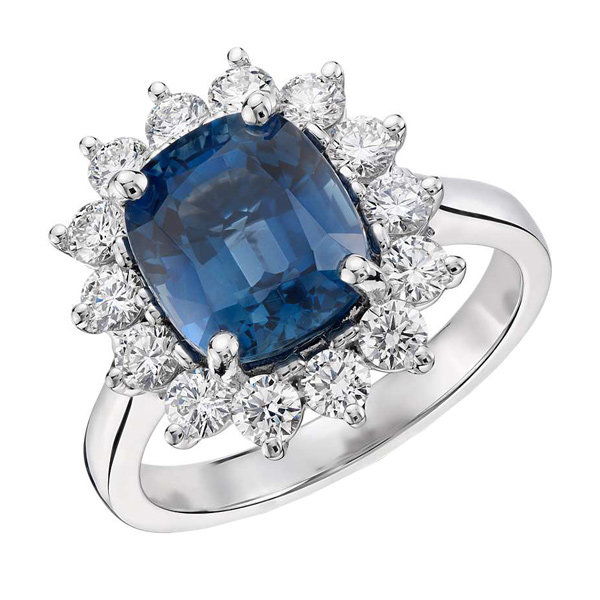 푸른 Nile Sapphire and Diamond Ring 