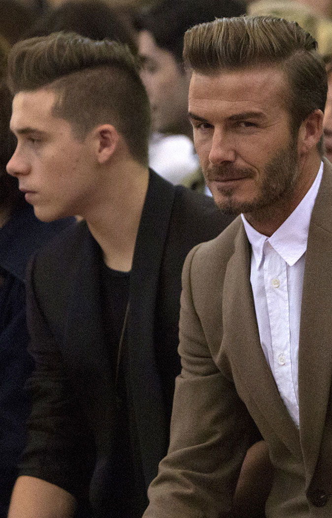 데이비드 and Brooklyn Beckham front row at Victoria Beckham S/S16 show