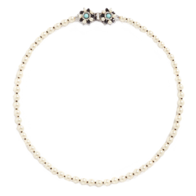 花 Clasp Glass Pearl Necklace 