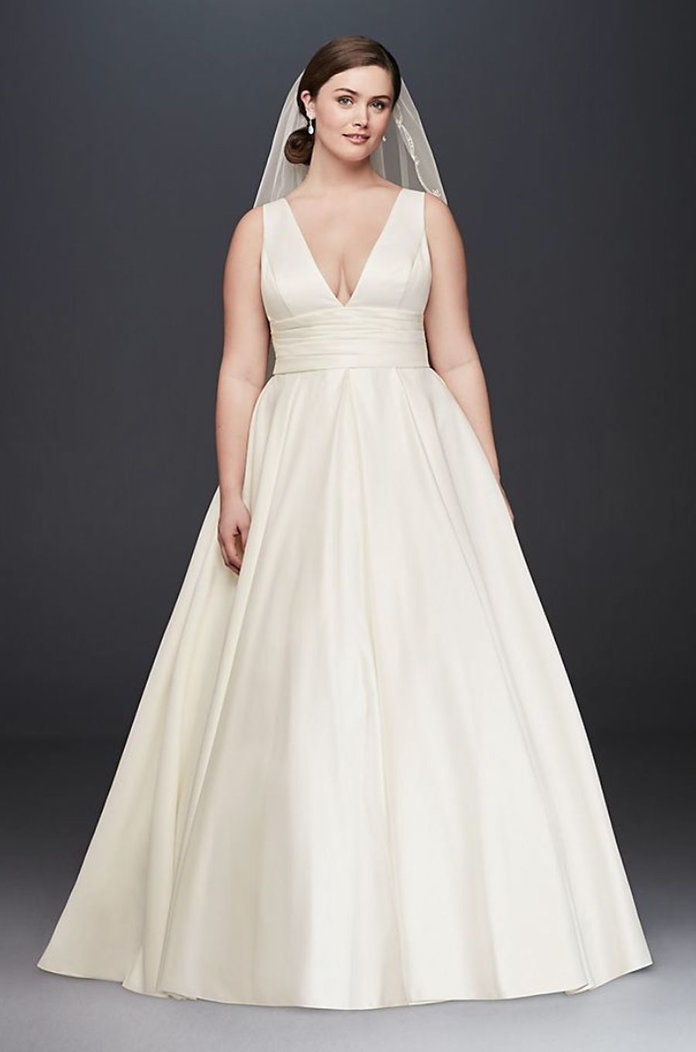 סאטן Cummerbund Wedding Dress 