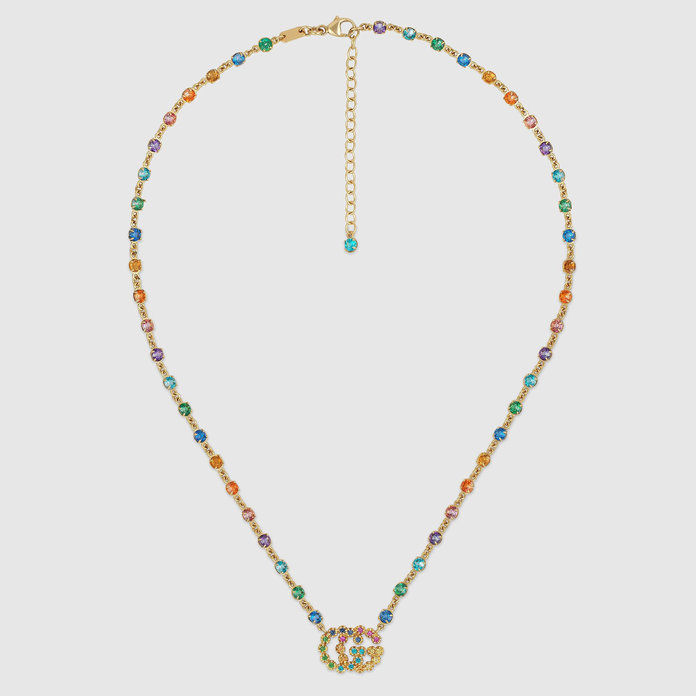 גוצ'י Double G necklace with multicolor stones