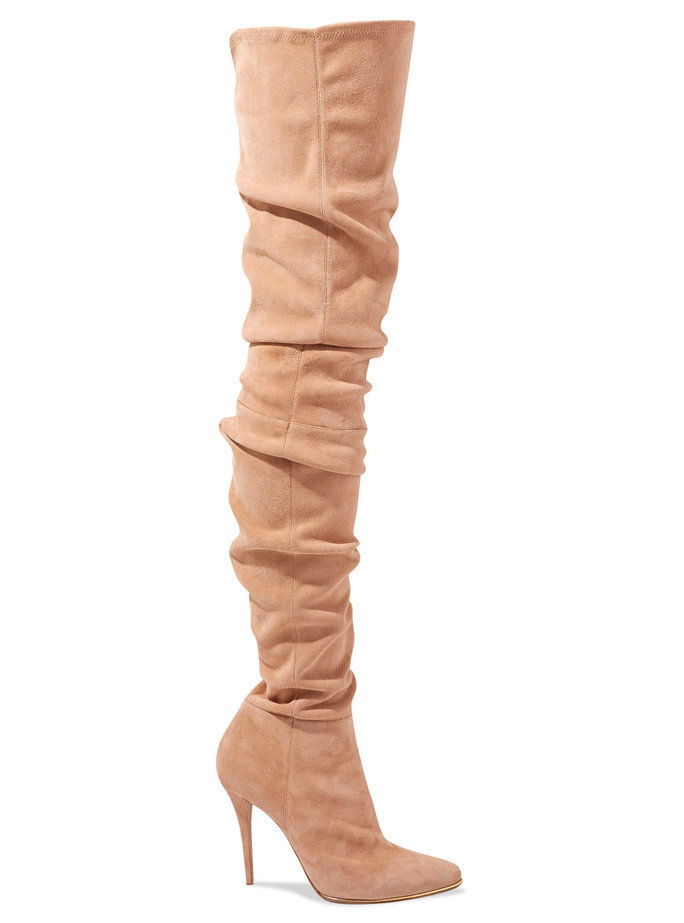 Balmain Stretch-Suede Over-the-Knee Boots 