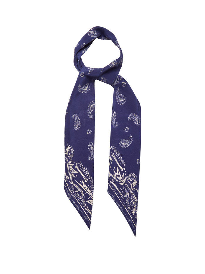 총포 ‘n’ Rockins-print super-skinny silk scarf