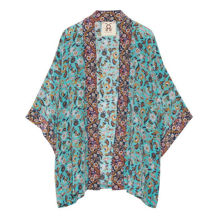 꽃 - Print Silk Crepe de Chin Kimono 