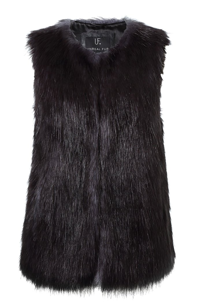 a faux fur vest to wear over (or under) your coat by Unreal Fur 