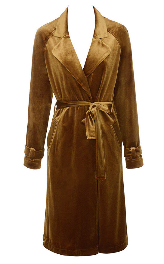 A trenchcoat in the season's hottest textile, velvet, by House of CB 