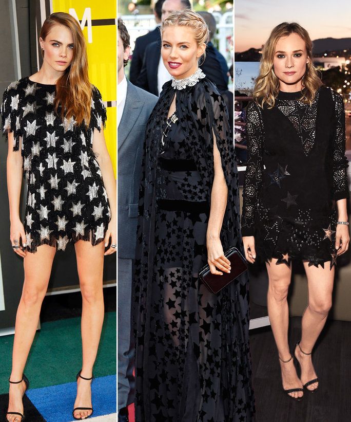 קארה Delevingne, Sienna Miller, Diane Kruger wearing the star dress trend