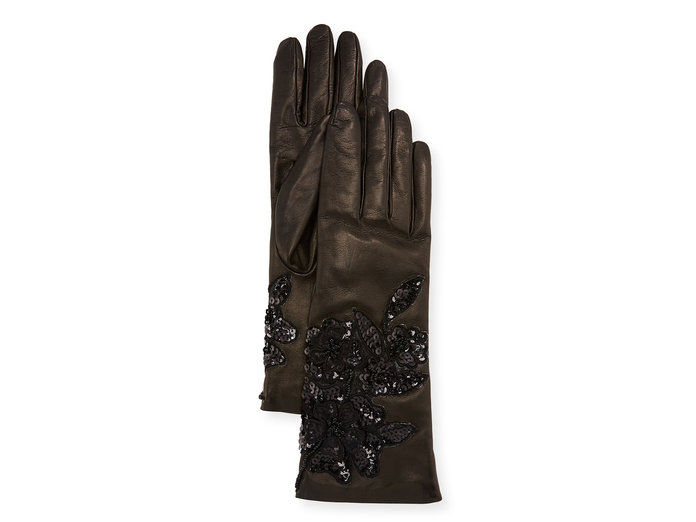 스팽글 Leather gloves 