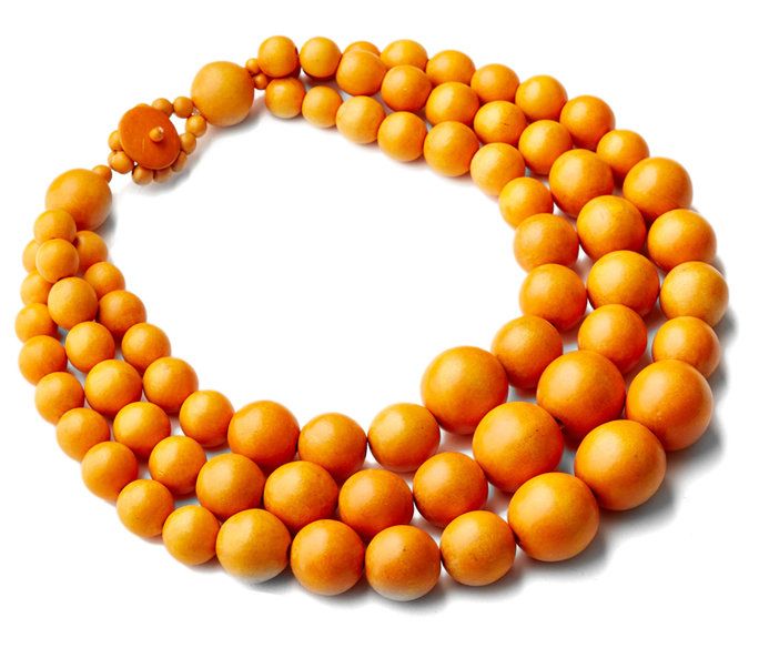 주황색 Wood Bead Multi-Strand Necklace