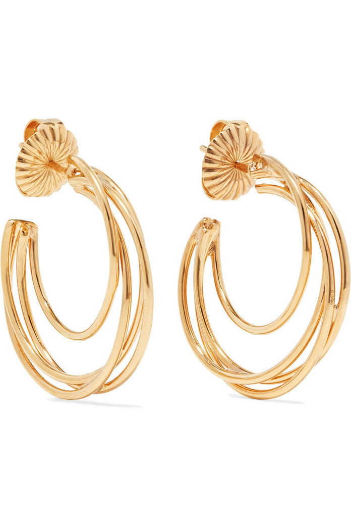 リンジー 14-karat gold-plated hoop earrings 