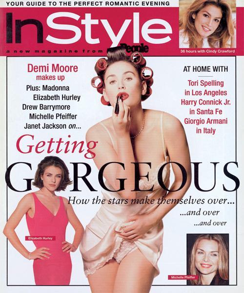 스타일 Covers - February 1996, Demi Moore, Elizabeth Hurley, and Michelle Pfeiffer
