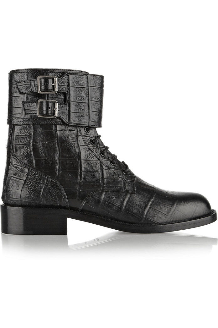 סנט Laurent Patti croc-effect leather ankle boots
