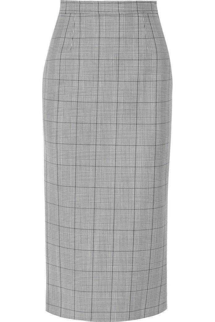 מיו Miu Glen plaid wool and mohair-blend pencil skirt