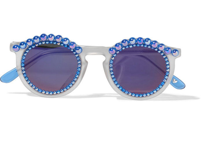 프레 다 Banana Tosca round-frame embellished matte-acetate mirrored sunglasses