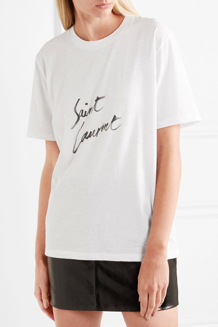 성자 Laurent Printed cotton-jersey T-shirt