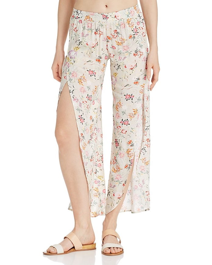ורה Floral Print Side Slit Pants