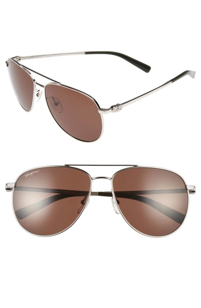 סלווטורה Ferragmo Gancio 60mm Aviator Sunglasses