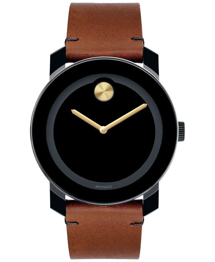 ユニセックス Swiss Bold Rustic Brown Leather Strap Watch