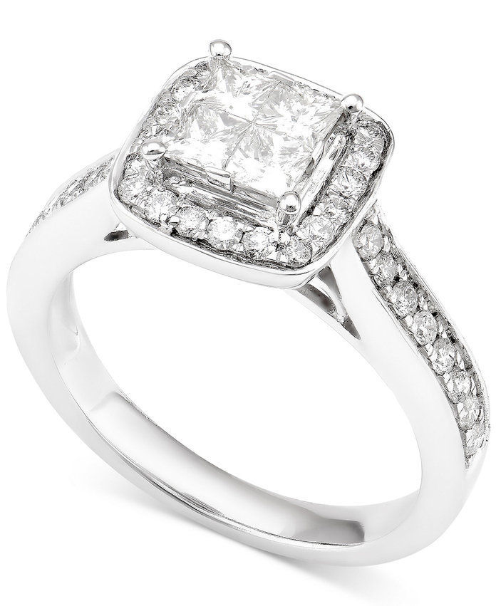 メイシー's Diamond Quad Cluster Halo Engagement Ring