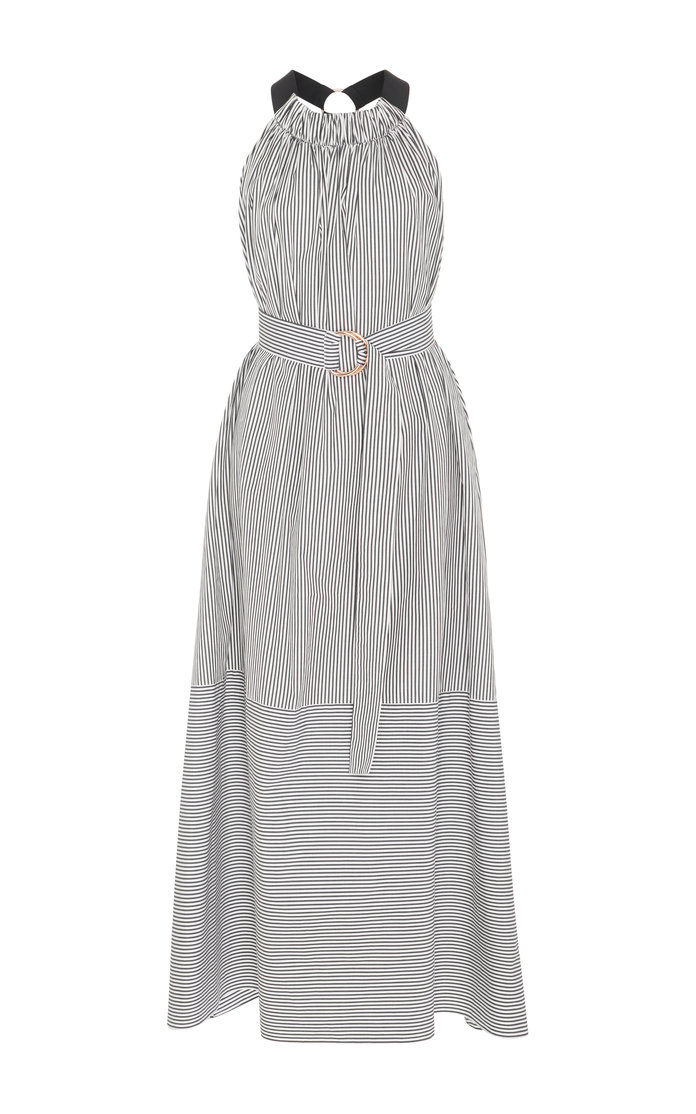 ティビ Belted Striped Cotton-Poplin Dress